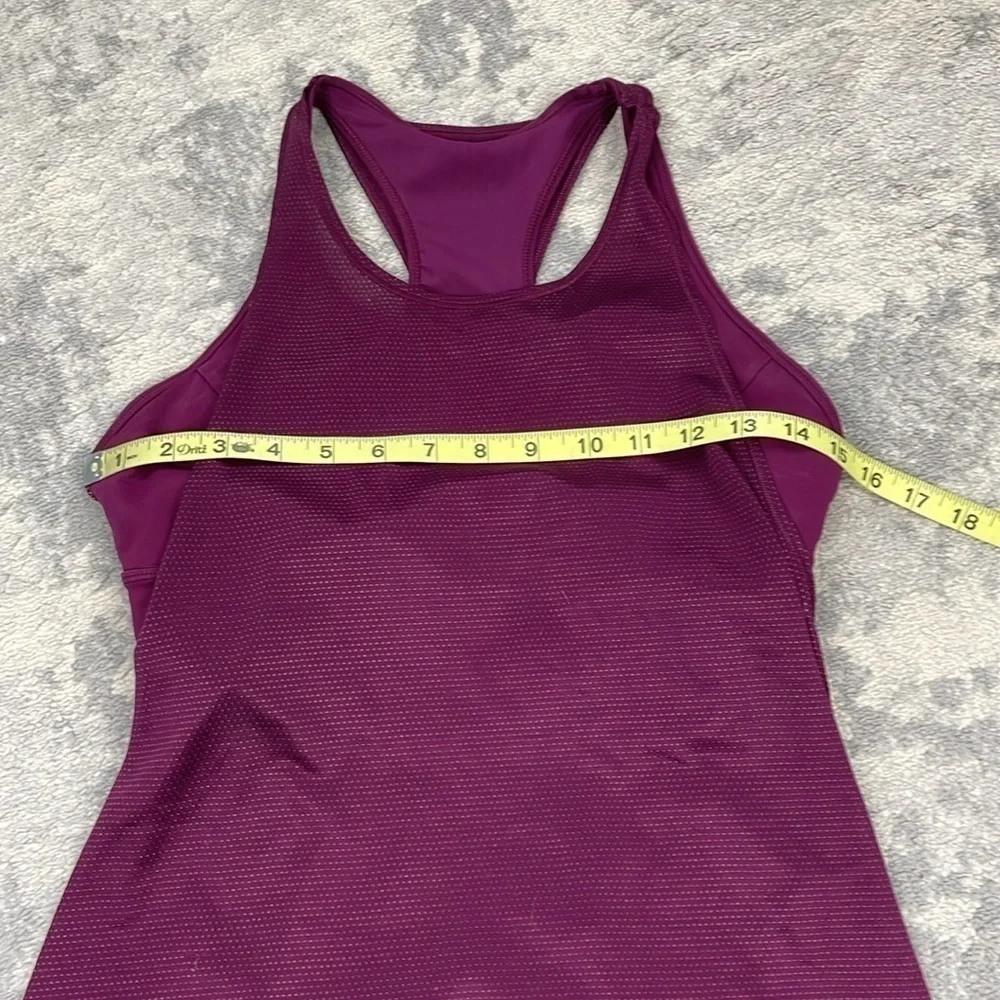 Lululemon Pushing Limits Tank Top Marvel Purple Built In Sports Bra Sz 8